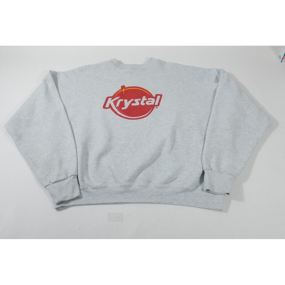 Fruit Of The Loom Sweatshirt Mens XXL Gray Krystal Logo Pullover‎ Vintage Y2K